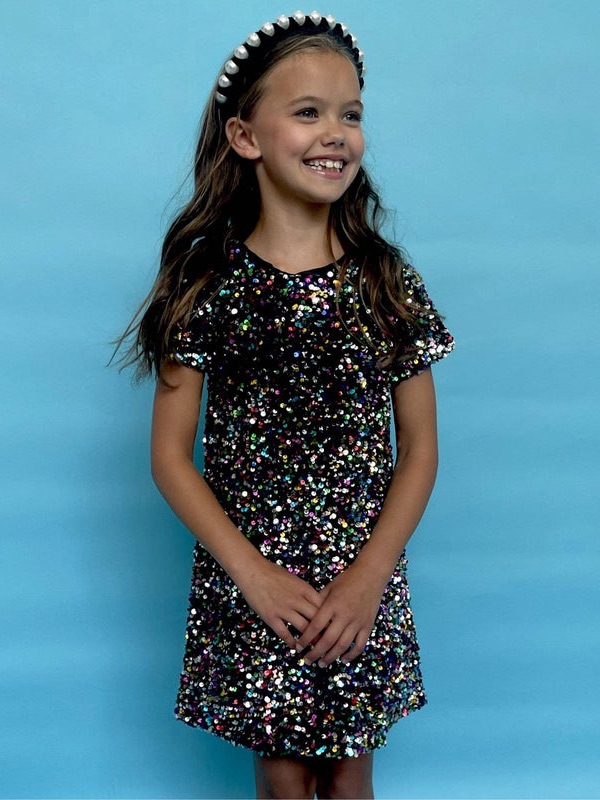 Lola + The Boys Shimmer Stardust Multicolor Sequin Party Dress Nwt